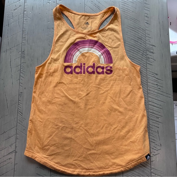 Adidas Racerback tank top womens small orange and pink rainbow athletic workout - Picture 1 of 5